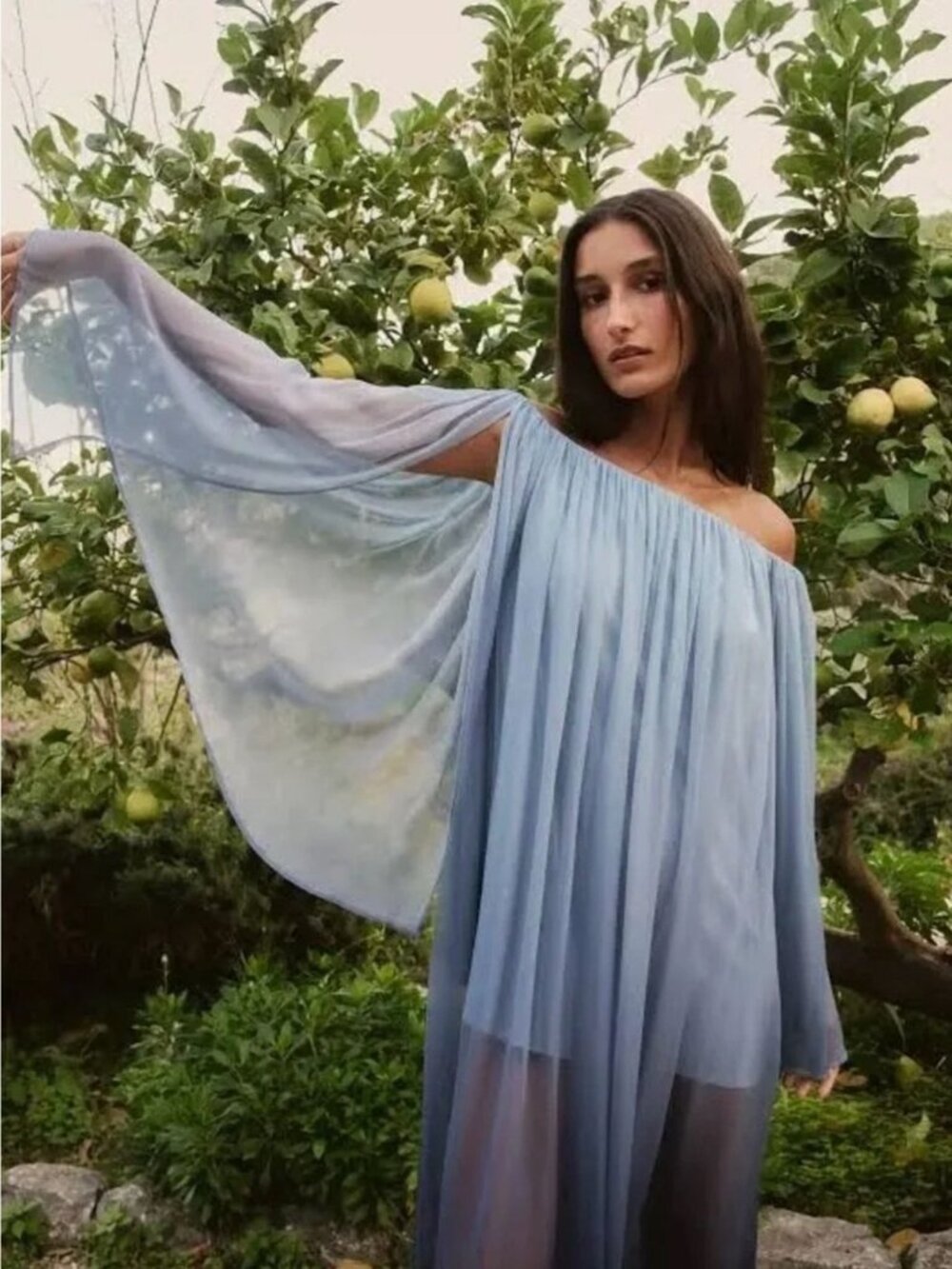 Caroline Constas Corinthia Sheer Off The Shoulder Ombre Maxi Dress Blue Size Sma - Picture 3 of 9
